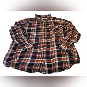 Lucky Brand Plaid Soft Flannel Button Down Front Pocket Shirt EUC Size XL